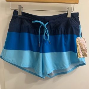 NWT Rabbit Surf N’ Turf 4” Blue Stripe Block Running Shorts | XS